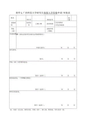 广西师范大学研究生保留入学资格申请审批表.docx