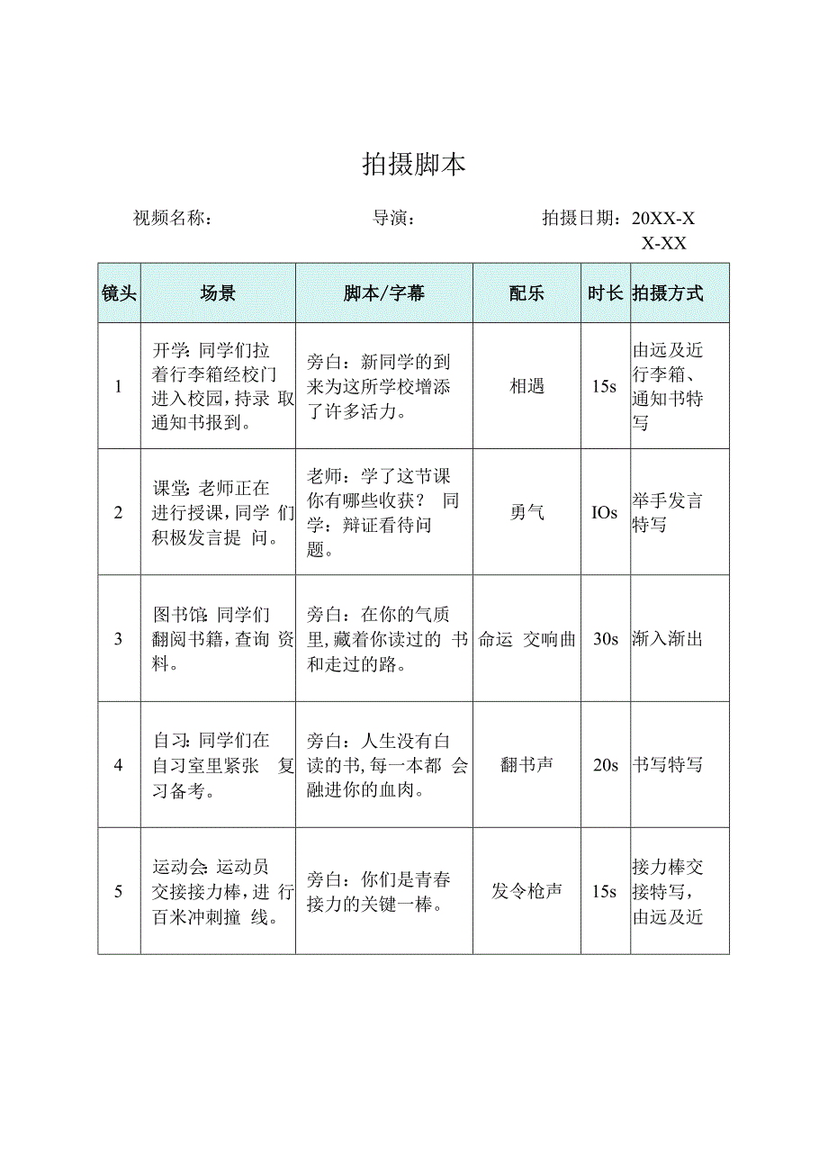 视频分镜头拍摄脚本-5份.docx_第1页