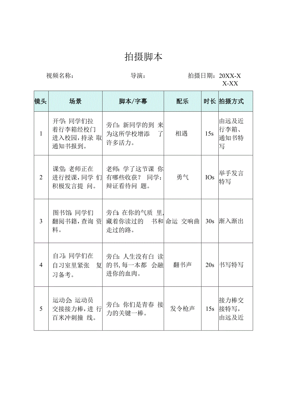 视频分镜头拍摄脚本精选5套.docx_第1页