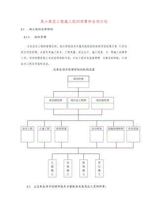 某小高层工程施工组织部署和各类计划.docx