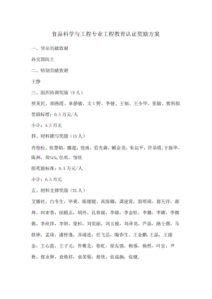 食品科学与工程专业工程教育认证奖励方案.docx