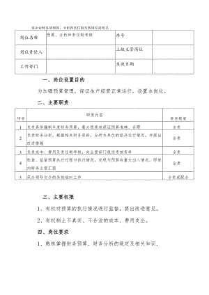 某企业财务部预算、分析和责任制考核岗位说明书.docx