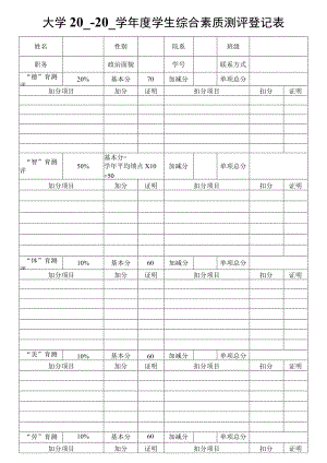 大学学生综合素质测评登记表.docx