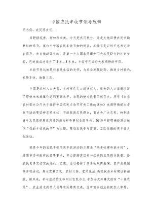 中国农民丰收节领导致辞.docx