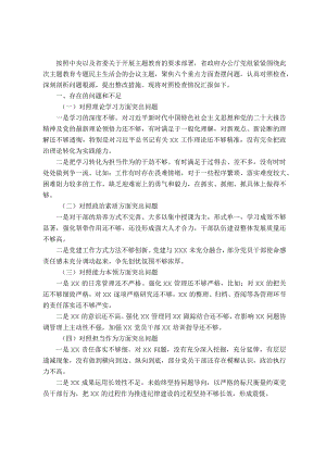 2023年第一批主题教育专题民主生活会专职书记个人剖析查摆发言提纲.docx