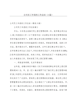 公司员工年度的工作总结（3篇）.docx