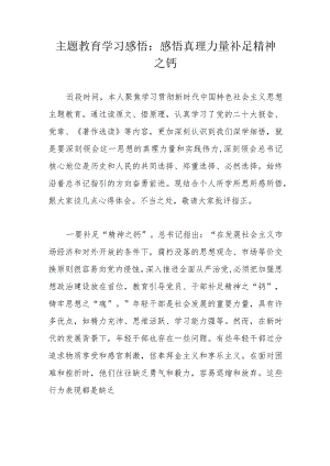 主题教育学习感悟：感悟真理力量补足精神之钙.docx