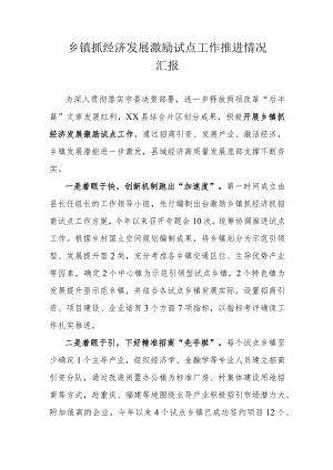 乡镇抓经济发展激励试点工作推进情况汇报.docx