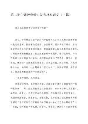 第二批主题教育研讨发言材料范文（三篇）.docx