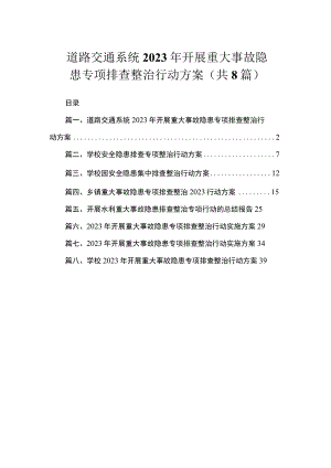 道路交通系统2023年开展重大事故隐患专项排查整治行动方案（共8篇）.docx