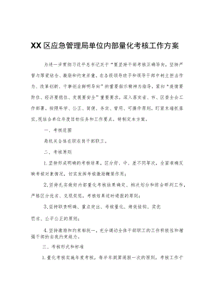 XX区应急管理局单位内部量化考核工作方案.docx