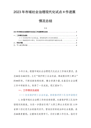 2023年市域社会治理现代化试点工作进展情况总结.docx