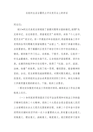 在组织生活会暨民主评议党员会上的讲话 .docx