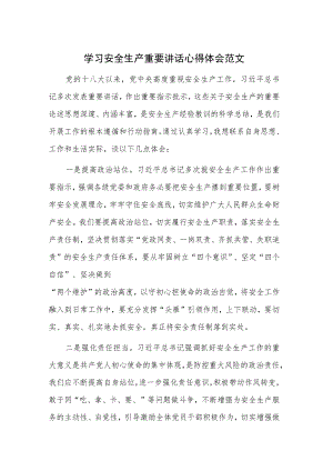 学习安全生产重要讲话心得体会范文.docx