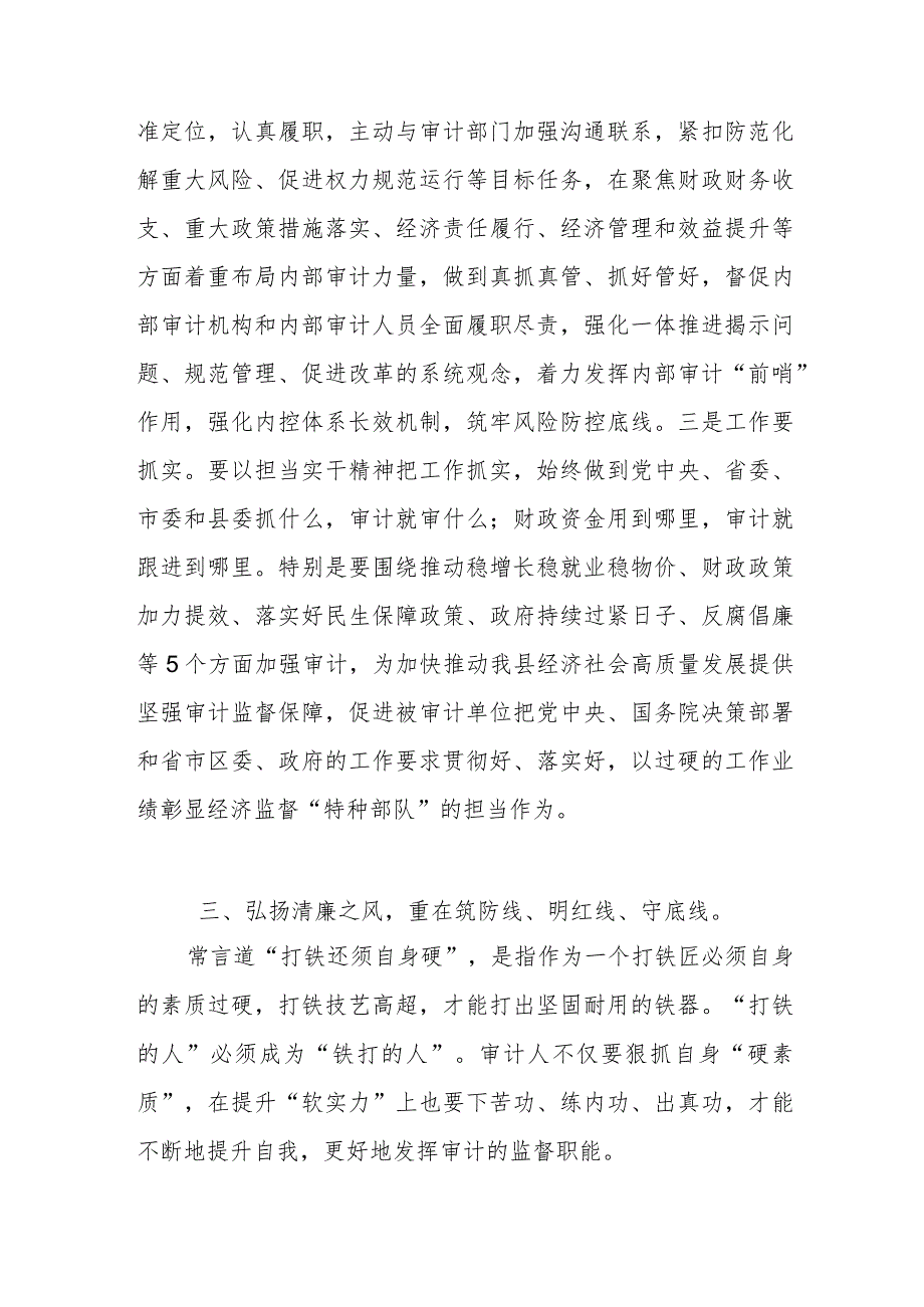 某区审计局长以学正风和树立和践行正确政绩观专题研讨发言.docx_第3页