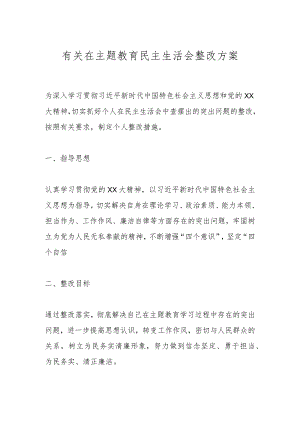 有关在主题教育民主生活会整改方案.docx