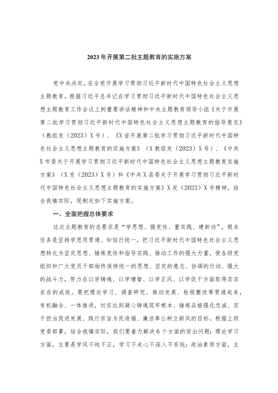 2023年开展第二批主题教育的实施方案精选八篇.docx_第1页