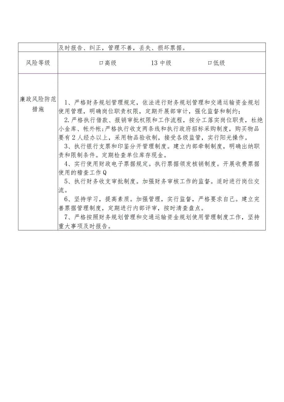 某县交通运输部门财务审计管理股干部个人岗位廉政风险点排查登记表.docx_第2页