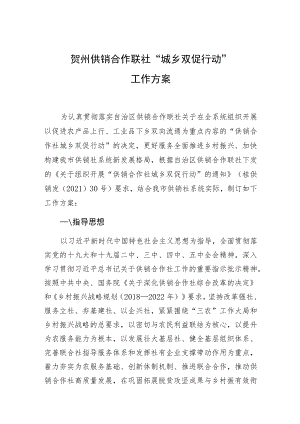 贺州供销合作联社“城乡双促行动”工作方案.docx