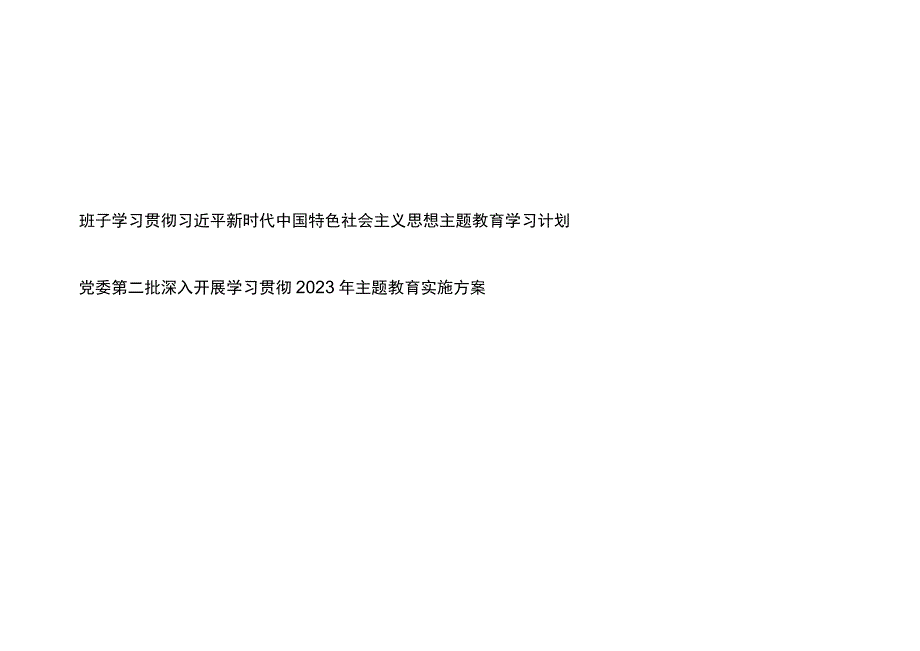 县处级领导干部党委领导班子开展学习贯彻2023年第二批主题教育计划安排表和实施方案.docx_第1页