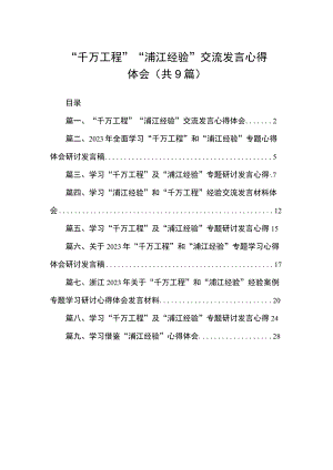 “千万工程”“浦江经验”交流发言心得体会（共9篇）.docx