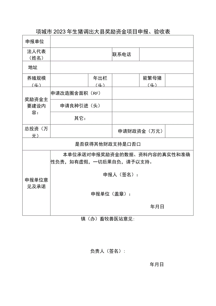 项城市2023年生猪调出大县奖励资金项目申报、验收表.docx_第2页