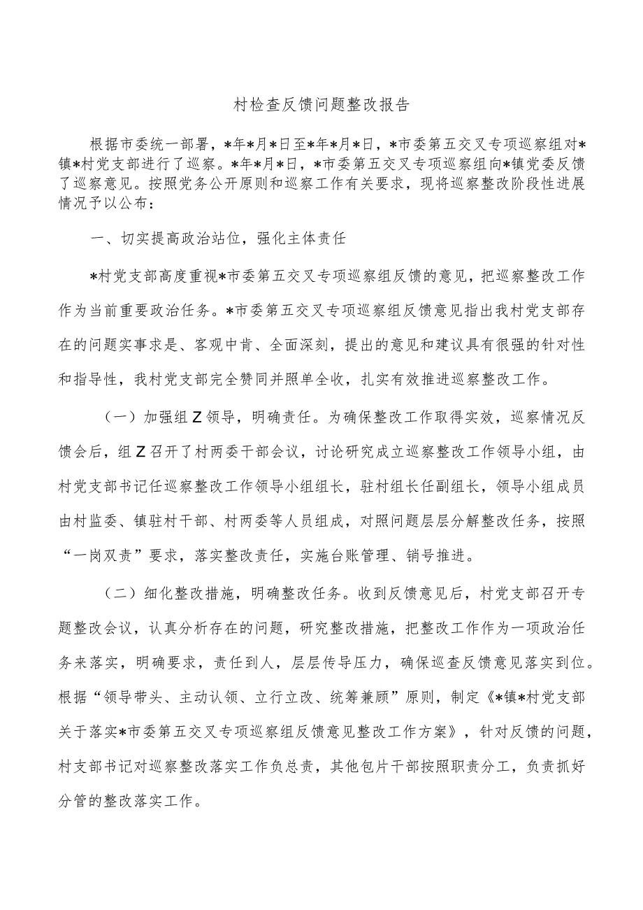 村检查反馈问题整改报告.docx_第1页