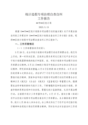 统计造假专项治理自查自纠工作报告.docx