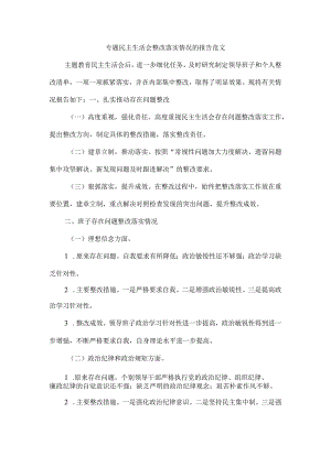 专题民主生活会整改落实情况的报告范文.docx