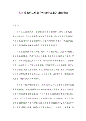 在县委农村工作领导小组会议上的讲话提纲.docx