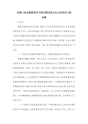 在第二批主题教育学习研讨暨动员大会上的讲话2篇合集.docx