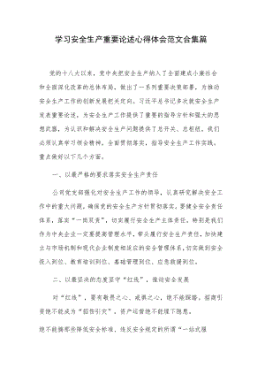 学习安全生产重要论述心得体会范文合集篇.docx