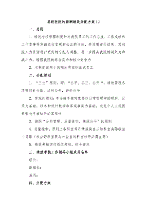 县级医院的薪酬绩效分配方案12.docx