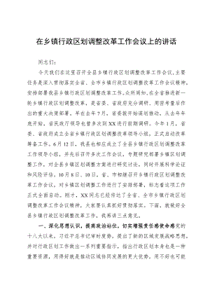 在乡镇行政区划调整改革工作会议上的讲话.docx