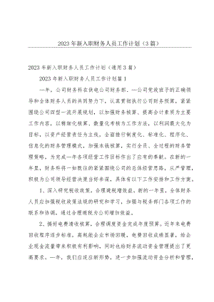 2023年新入职财务人员工作计划（3篇）.docx