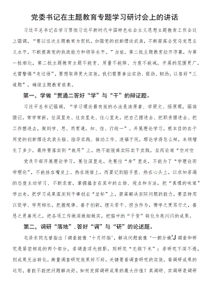 党委书记在第二批主题教育专题学习研讨会上的讲话.docx