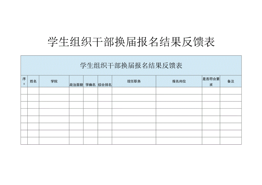 学生组织干部换届报名结果反馈表 .docx_第1页