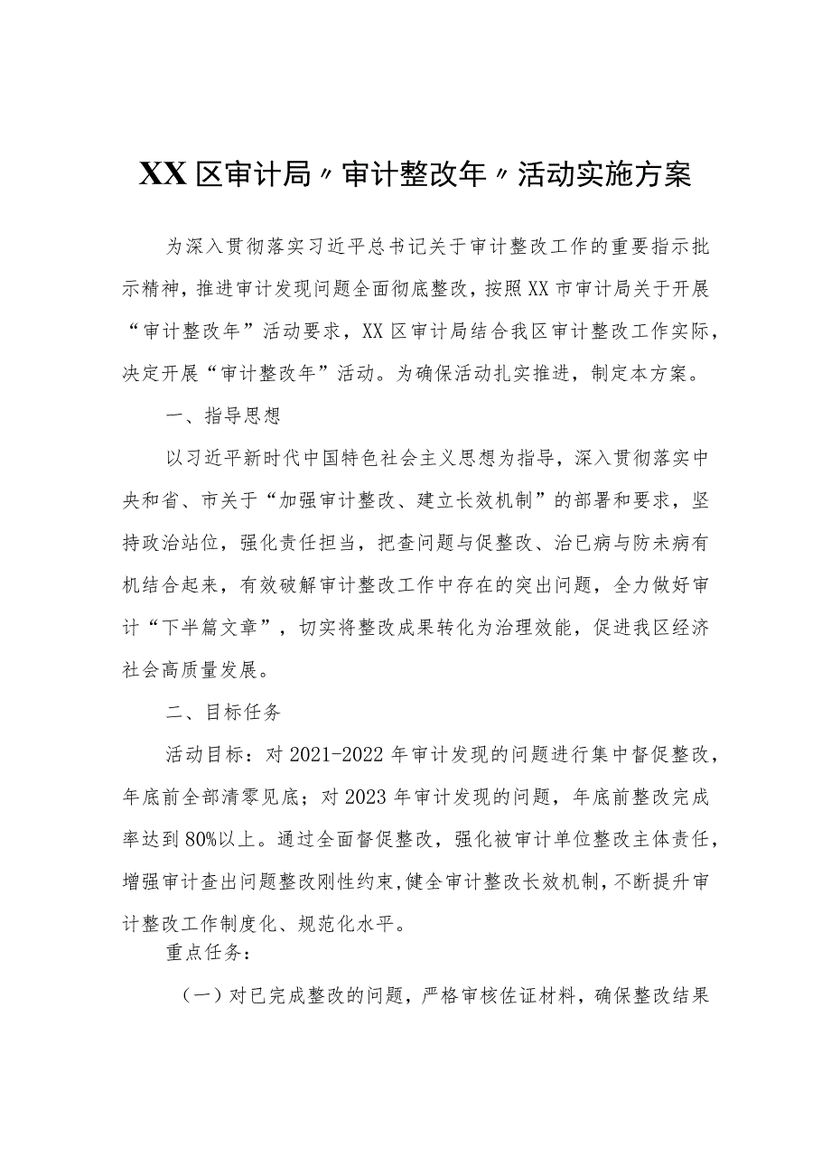 XX区审计局“审计整改年”活动实施方案.docx_第1页