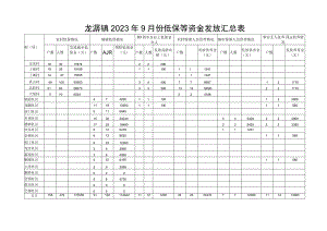 龙浔镇2023年9月份低保等资金发放汇总表.docx