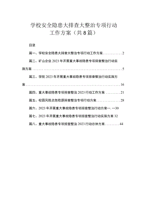 学校安全隐患大排查大整治专项行动工作方案（共8篇）.docx