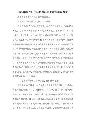 2023年第二批主题教育研讨发言合集篇范文.docx