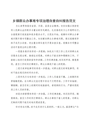 乡镇街道群众办事难专项治理自查自纠报告工作总结汇报.docx