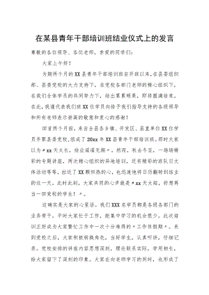 在某县青年干部培训班结业仪式上的发言.docx