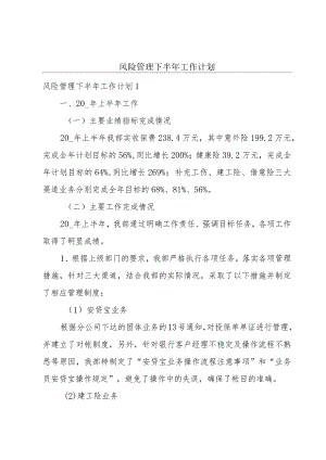 风险管理下半年工作计划.docx