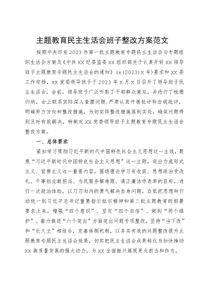 主题教育民主生活会班子整改方案20230920.docx