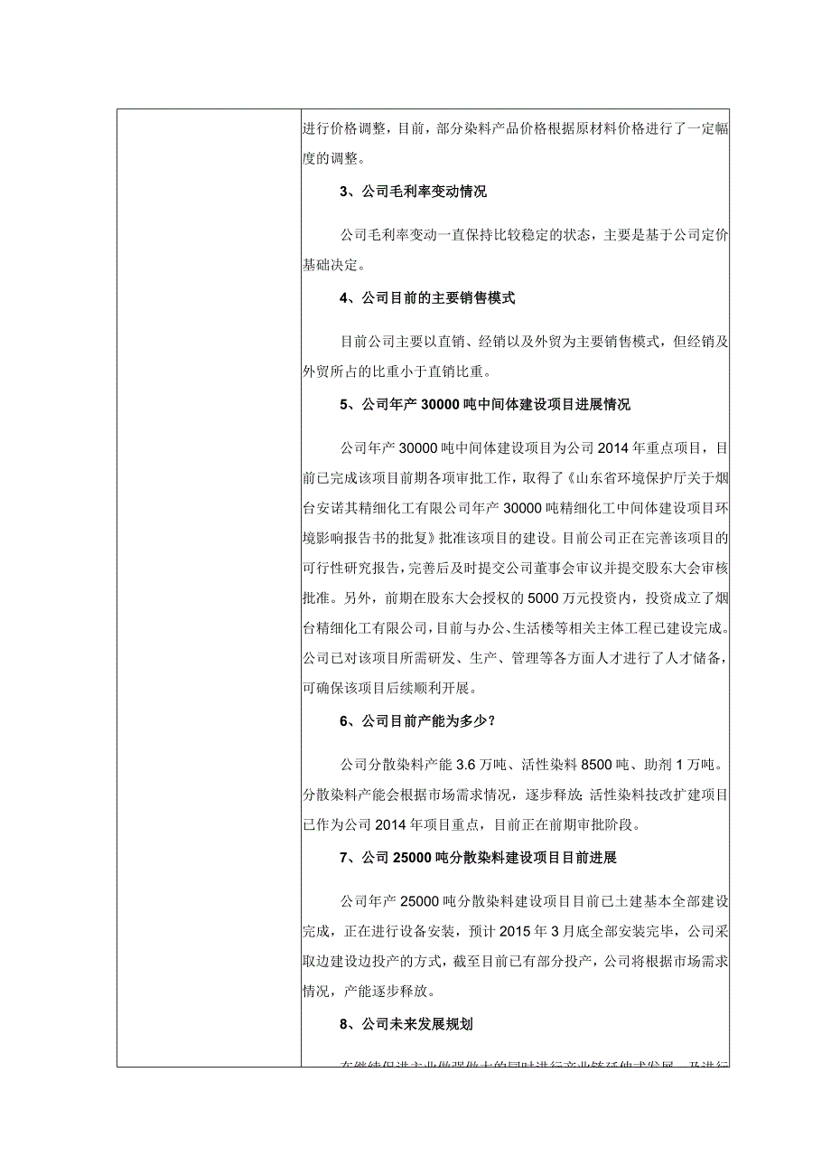 证券代码300067证券简称安诺其上海安诺其集团股份有限公司投资者关系活动记录表.docx_第2页