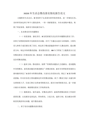 XXXX年生活会整改落实情况报告范文.docx