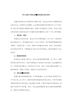 学习2023年强化质量效率意识发言材料共八篇.docx