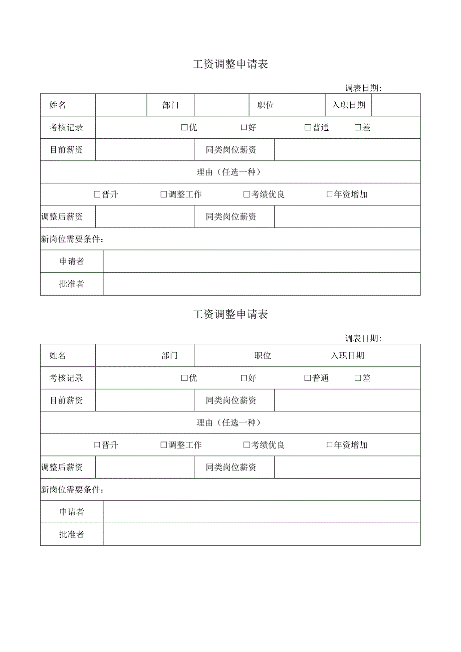 工资调整申请表.docx_第1页