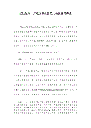 经验做法：打造优质生猪芯片做强富民产业.docx